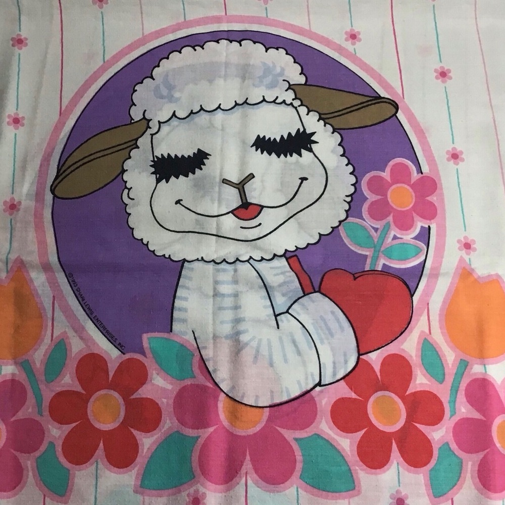 1993 Dundee Lamb Chop Pillowcase Shari Lewis Flowers Butterfly Vtg